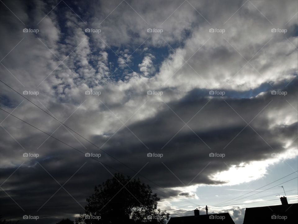 Silhouette of tree against storm cloud