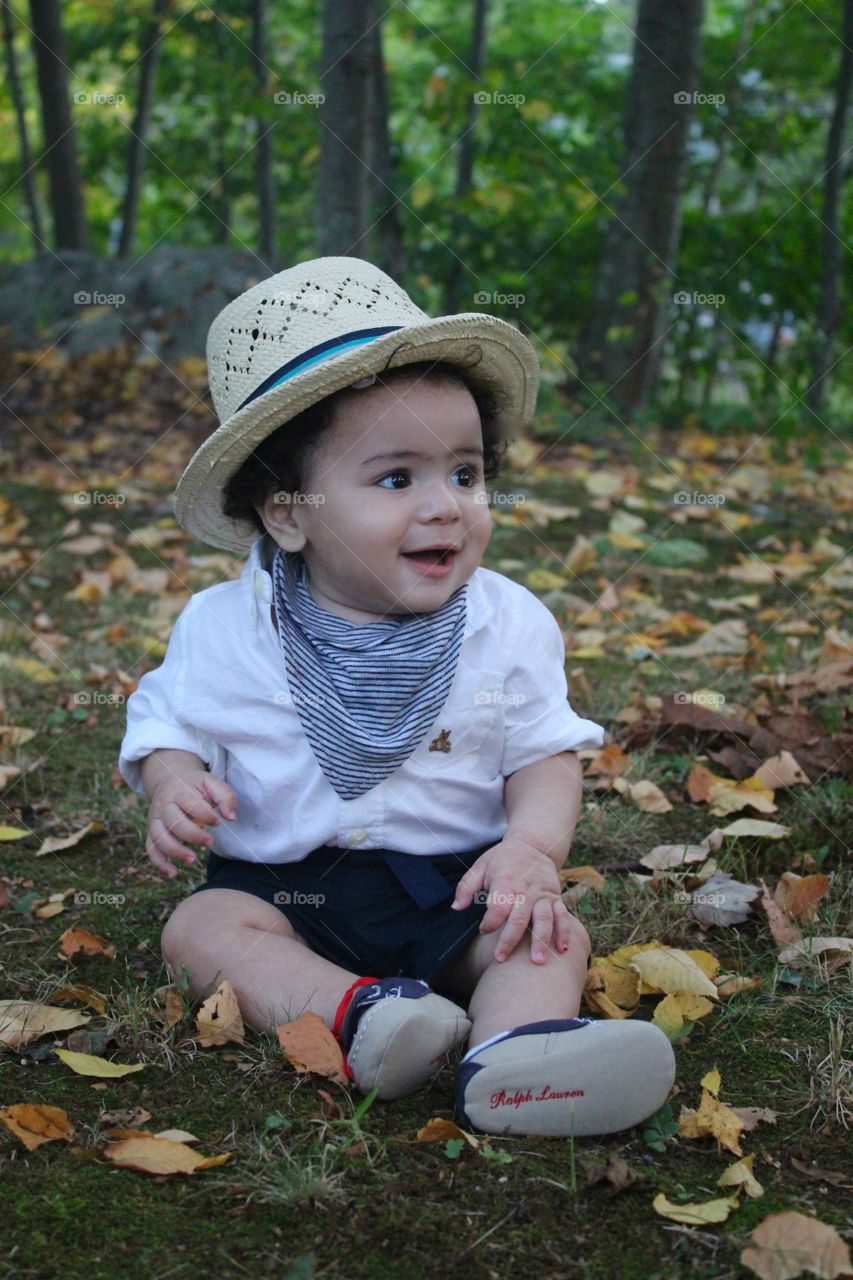 Fall colors . He was so focus on the birds in the tree