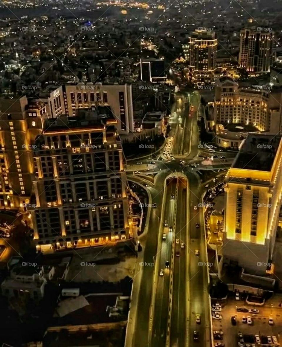 The capital, Amman, Jordan, in the night