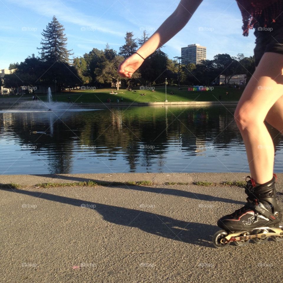 Roller blading in summer