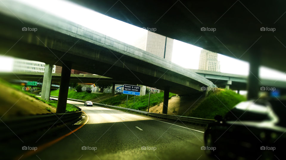 Overpass on Kansas City Road. This is part of a road leading into Kansas City where there are lots of curves and overpasses.