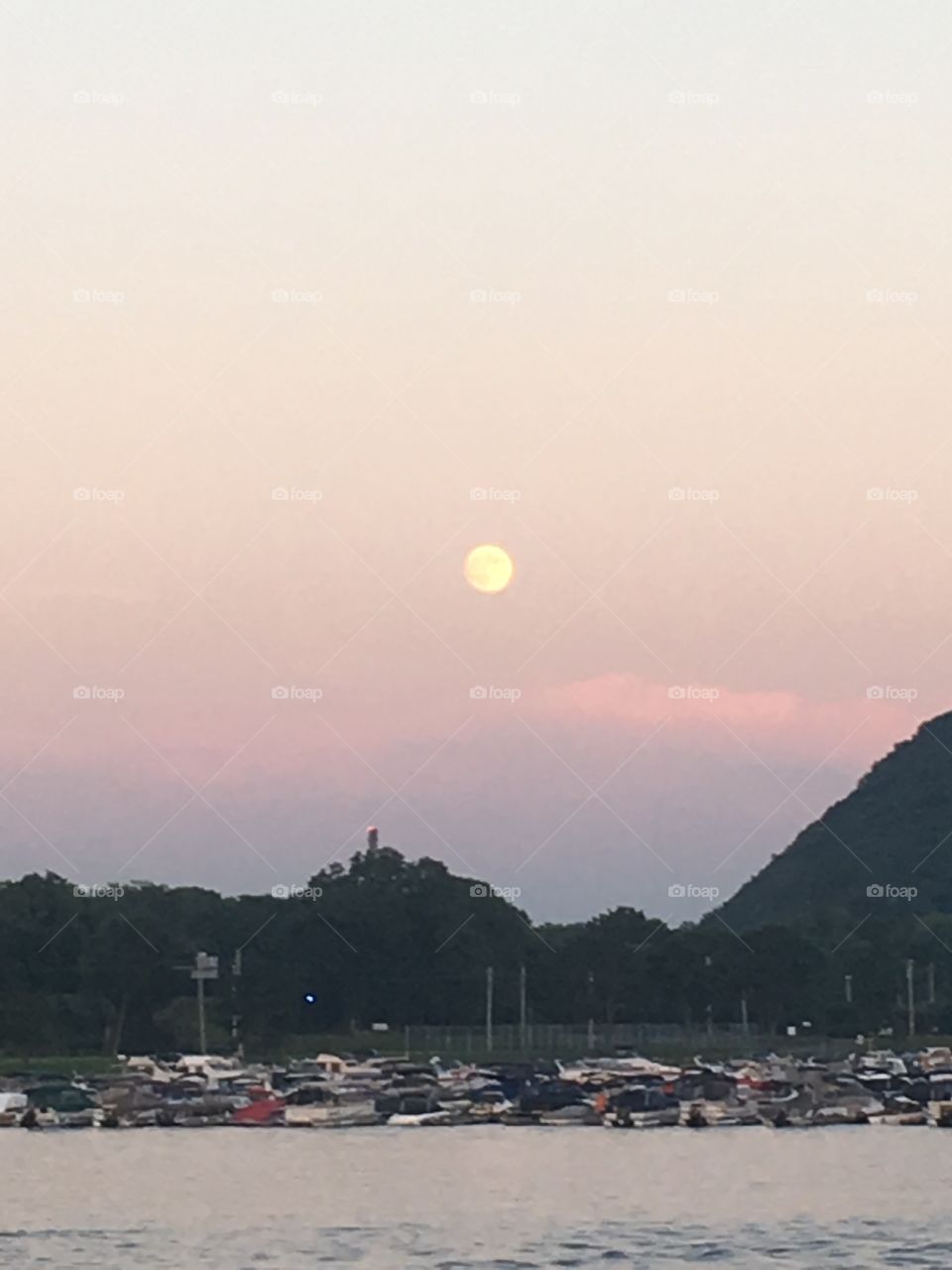 Summer Moon over Connecticut river 