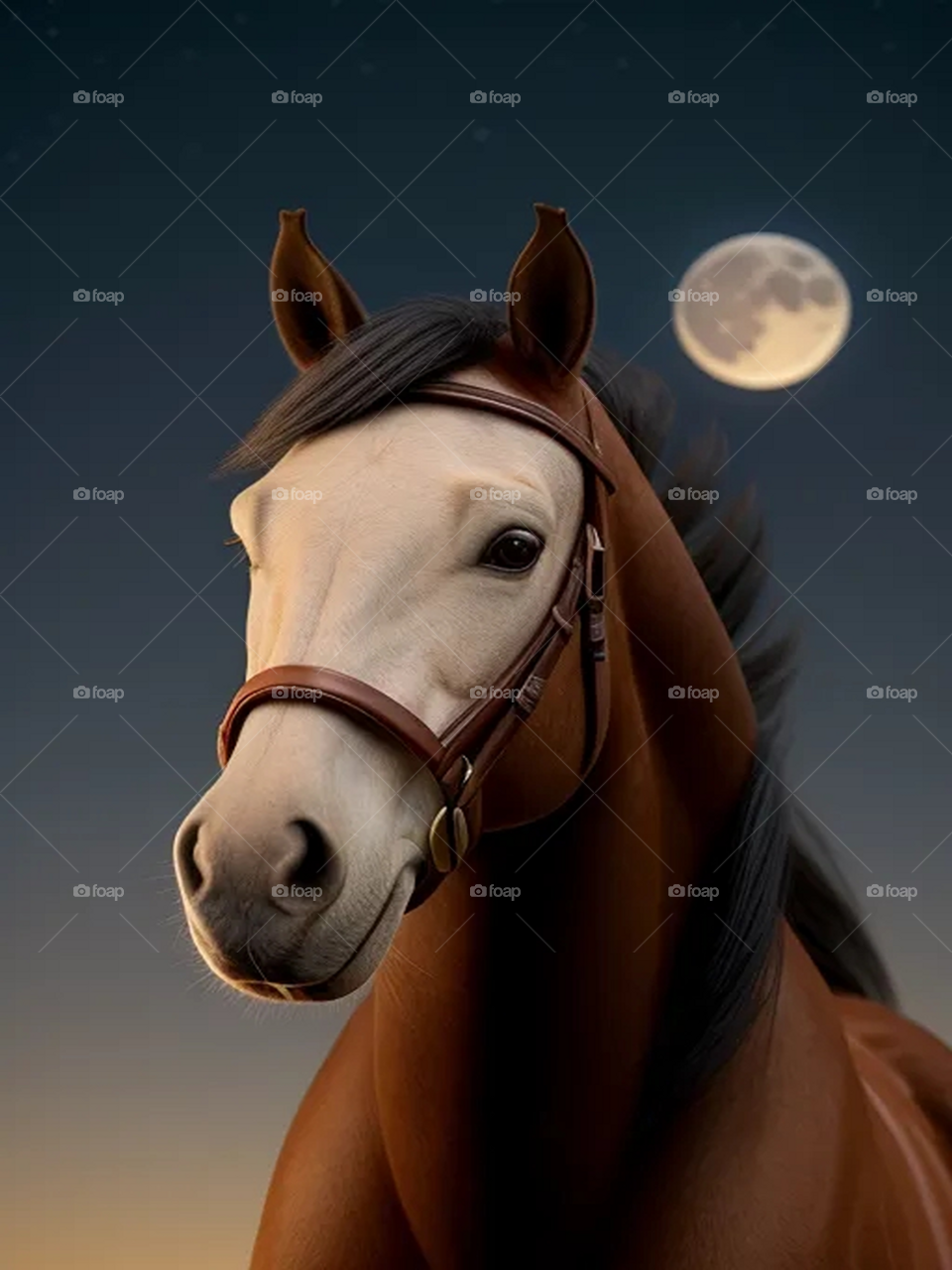 Brown horse with white face
