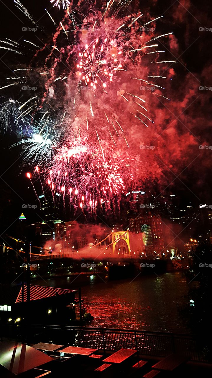 Fireworks Over River