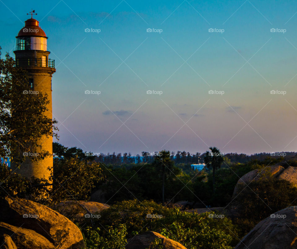 A lighthouse  ,beautiful scenery