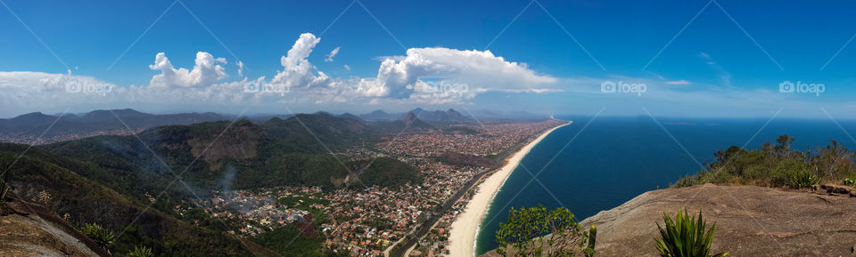 panorama from elefante. panaroma taken from the mountain named alto mourao also known as pedra do elefante in itaipuacu in the state of Rio.