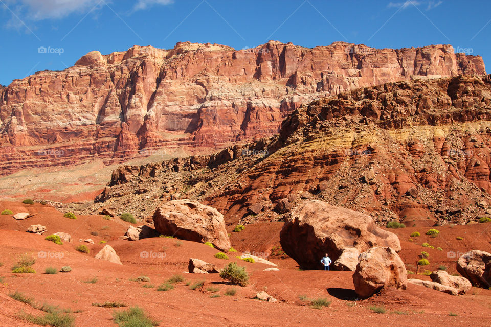 Page Arizona-Red, Orange Rock Against Blue Sky 