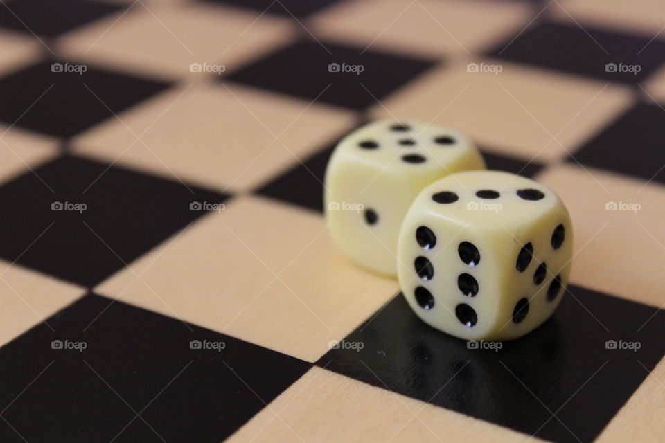 dices on chess board