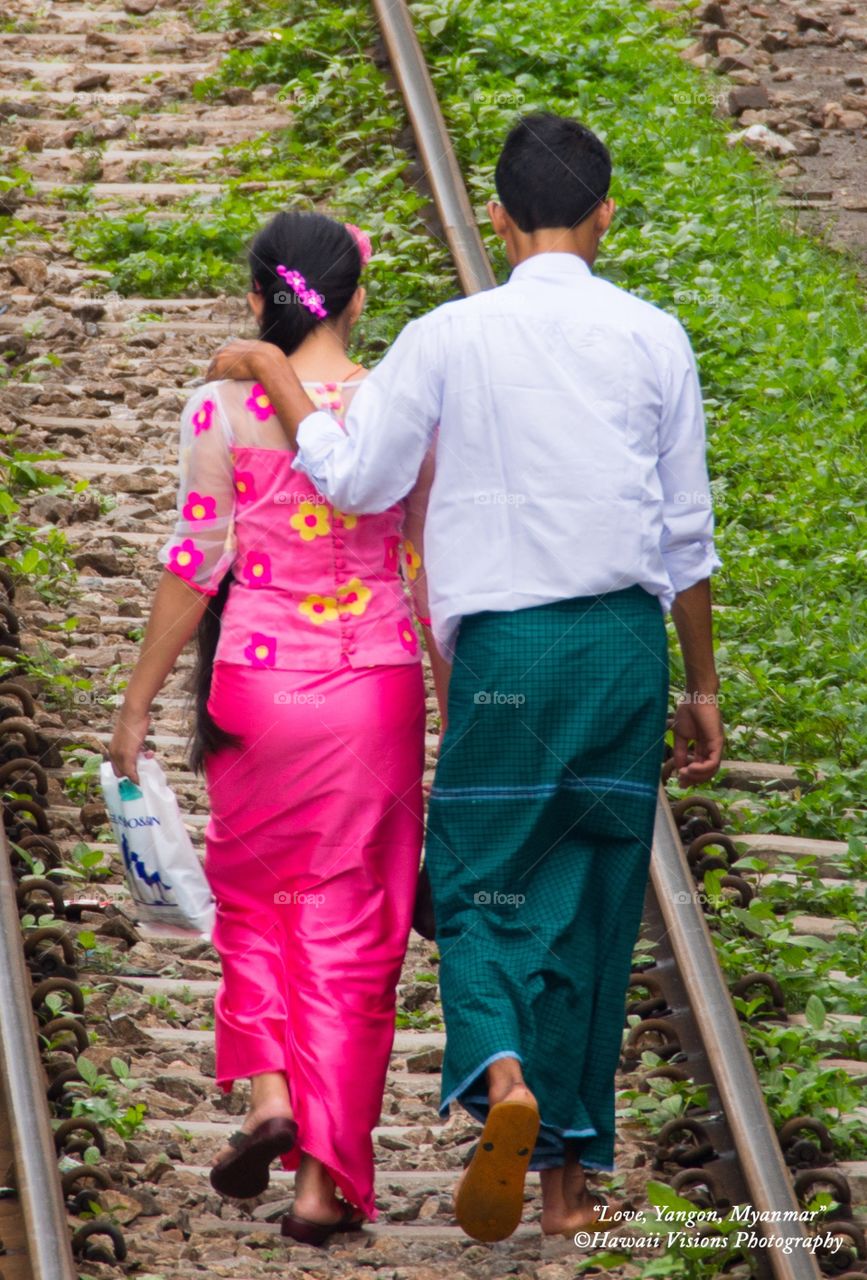 Myanmar couple walking 