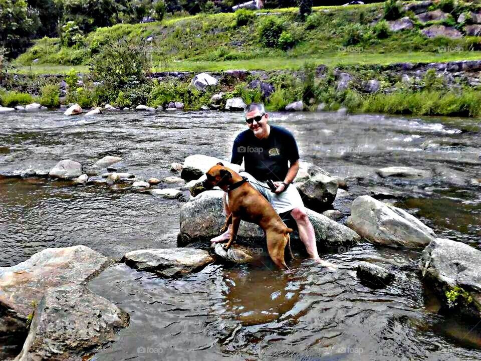 playing in water