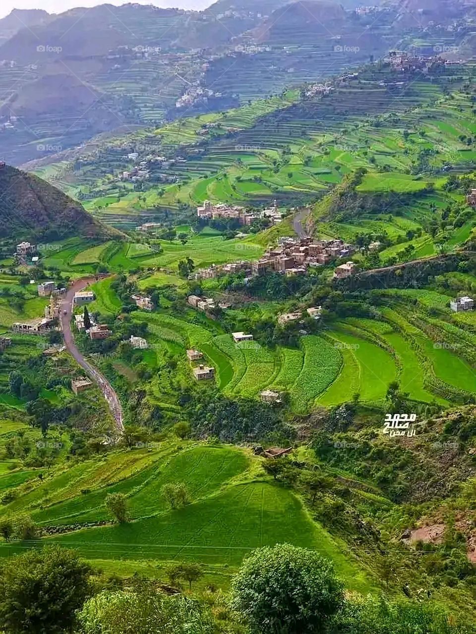 Glory be to God, the magnificent and picturesque view and the natural green trees are a view that is nothing more wonderful than it