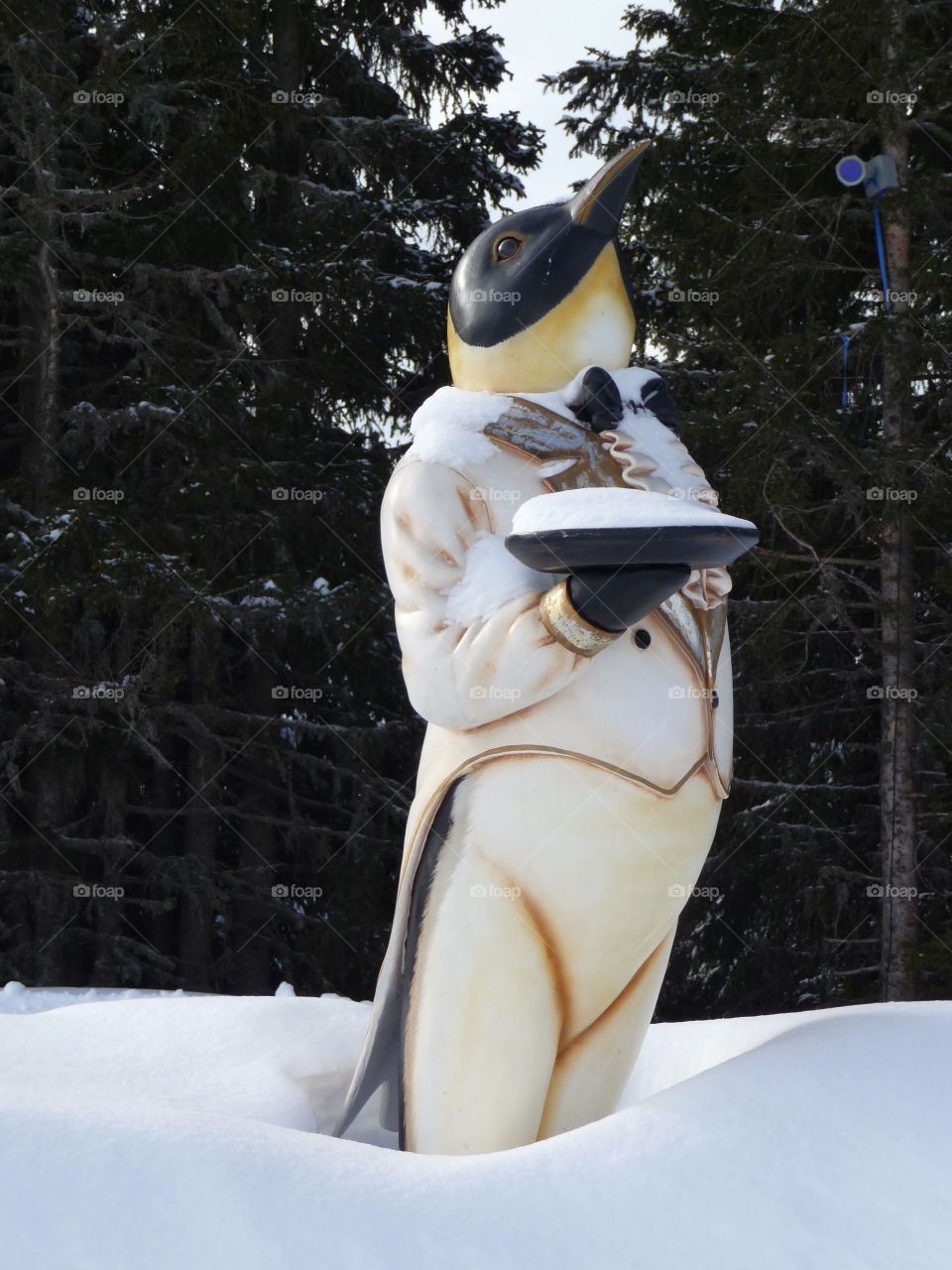 Huge penguin in the snow