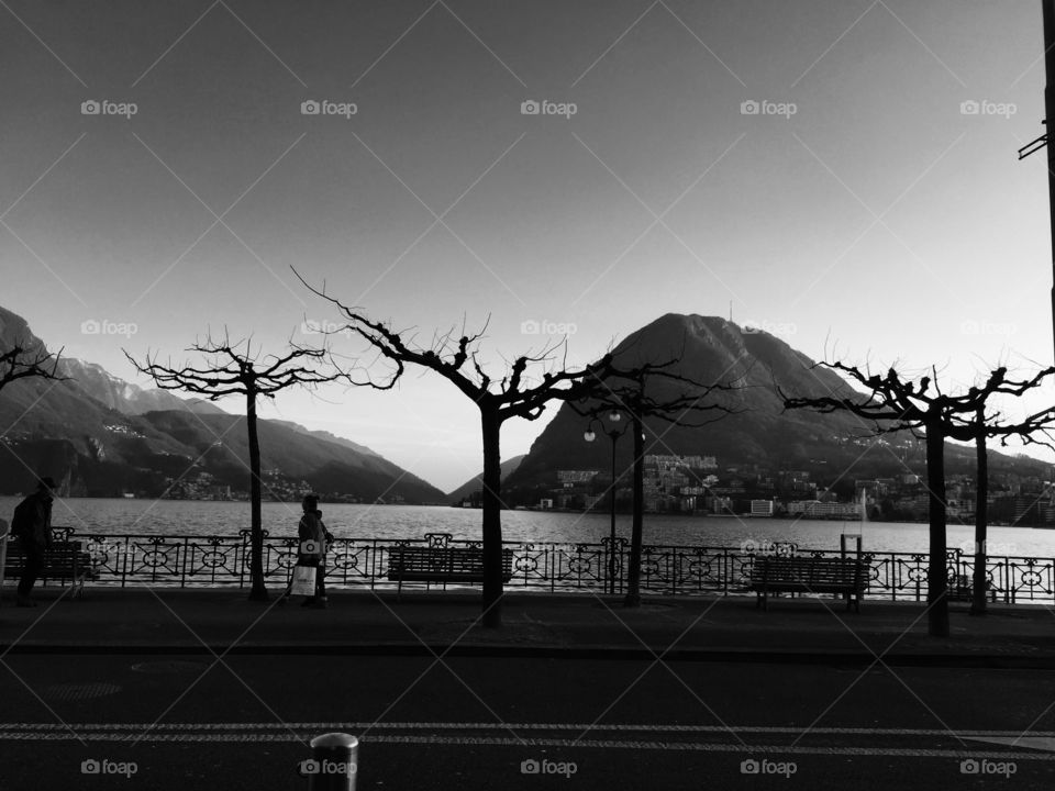 Lake side in Lugano. Switzerland 