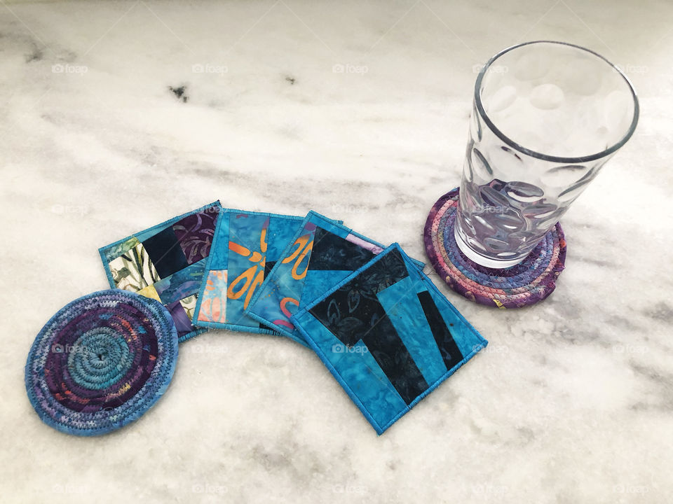 DIY coasters made from leftover fabric