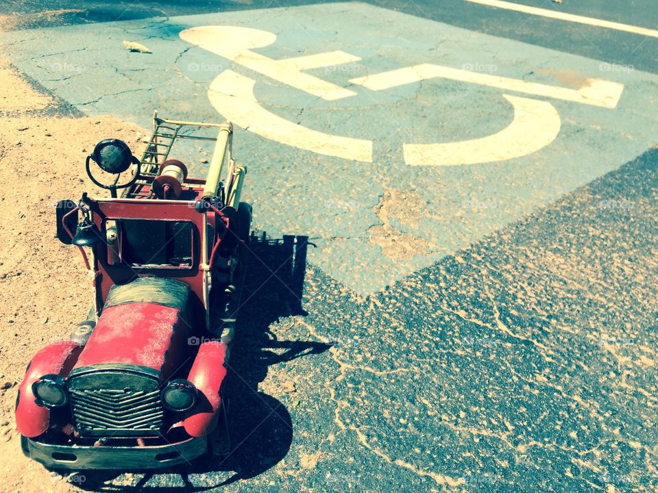 Can I park this here . Handicap parking with a vintage car 