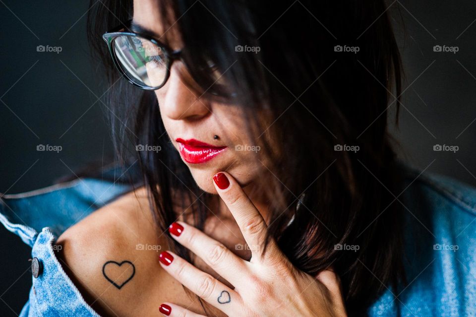 Portrait beautiful girl with tattoo 