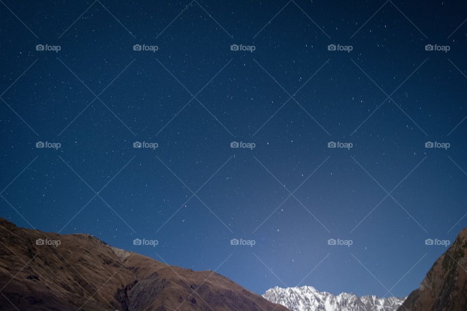 Million star night over Caucasus Mountains in Georgia is the first experience for star shot
