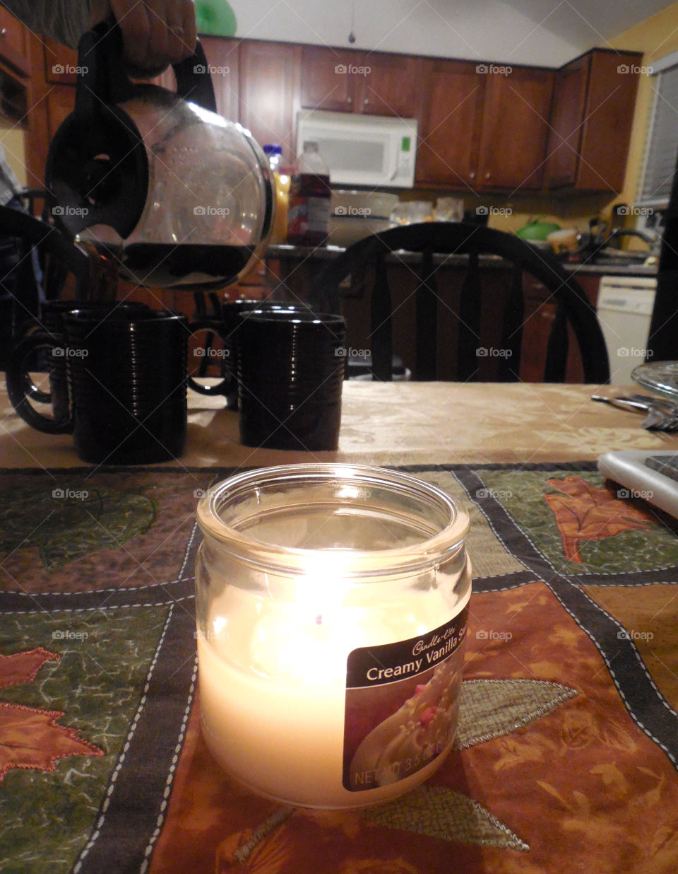 Light of candle . And coffee 
