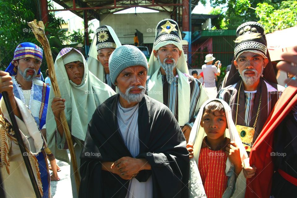 characters in the reenactment of the death of jesus christ on good friday during holy week in cainta, rizal, philippines, asia