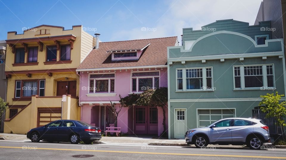 Colorful homes in San Francisco, USA