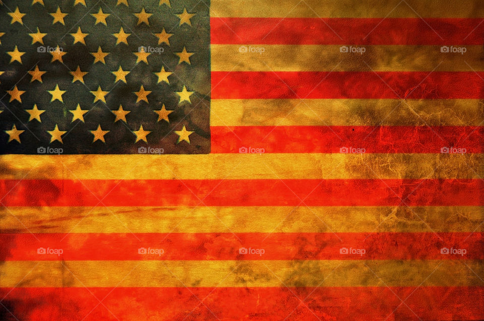 Weathered battered American flag