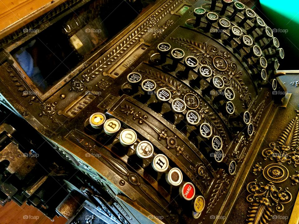 Old Fashioned Brass Cash Register