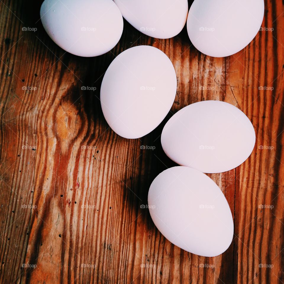 Eggs on old table