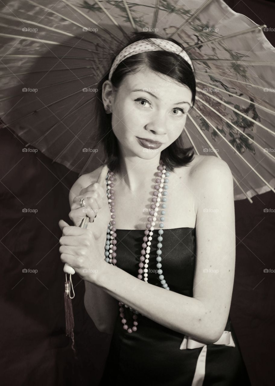 woman modeling with umbrella