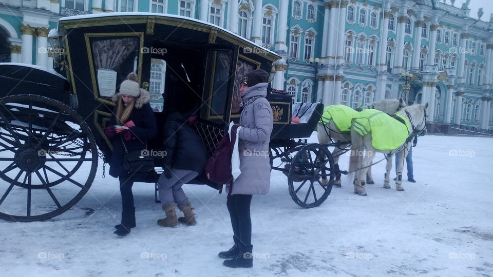 Carriage. Saint Petersburg Palace's square.