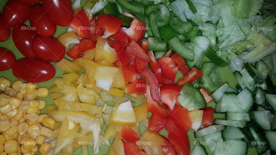 corn, tomatoes & pepper
