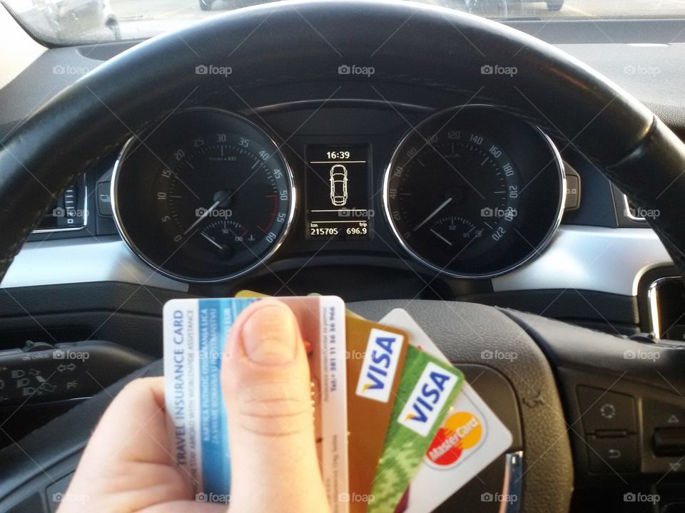 credit cards in the car travel. credit cards in the car travel visa master