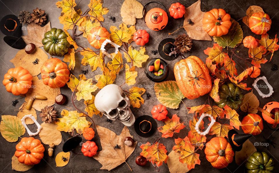 Halloween spooky flatlay