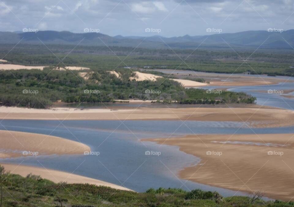 Low Tide bay with mountain view 