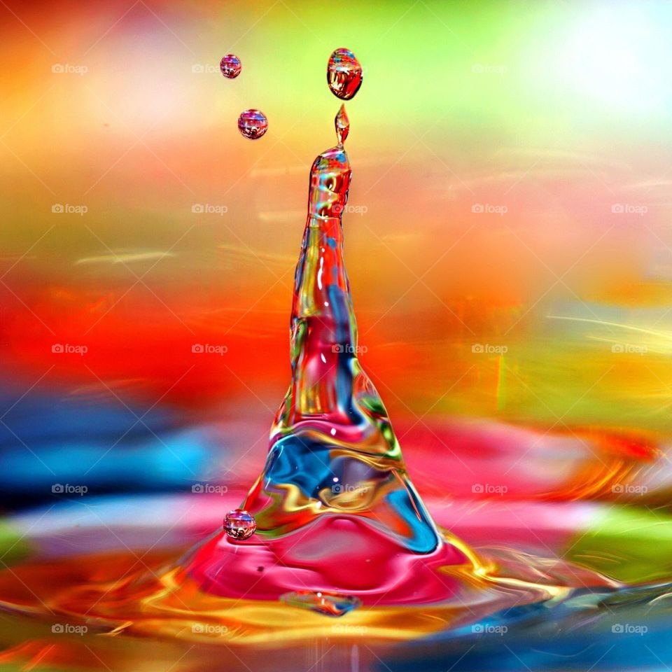 Beautiful photograph, water drops, colourful water