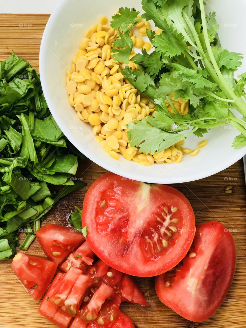 Home made tomato palak leaf dhal