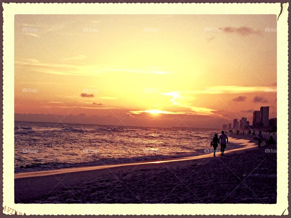 Sunset beach walk