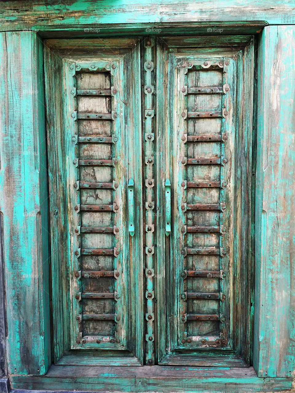 Old wooden door. Vintage door.