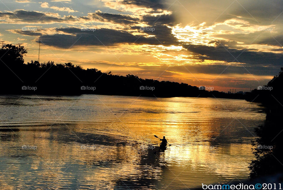 toronto sunset lake kayak by medjus09