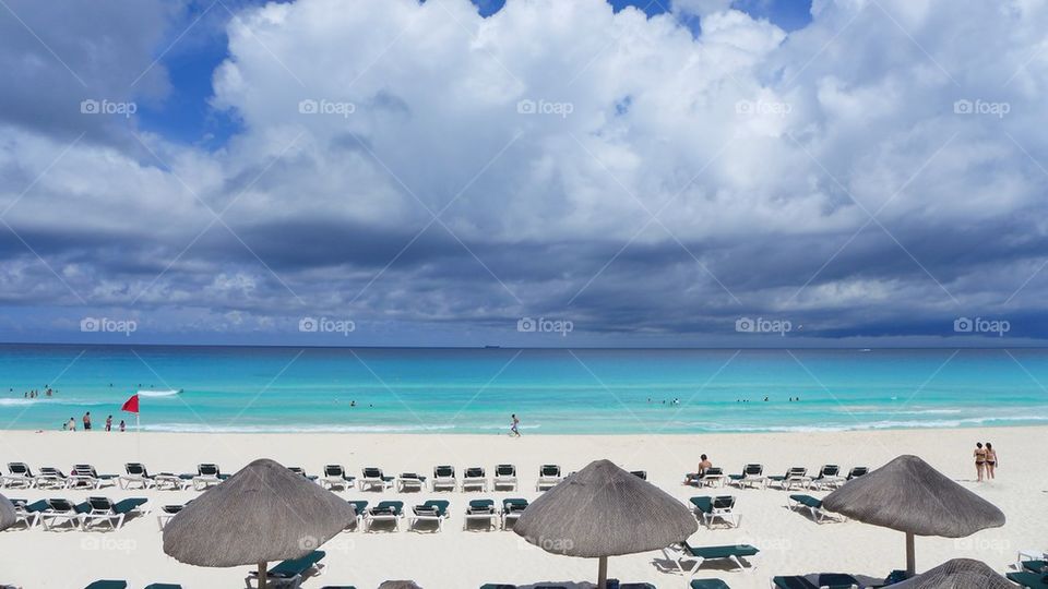 Caribbean summer beach panoramic scene