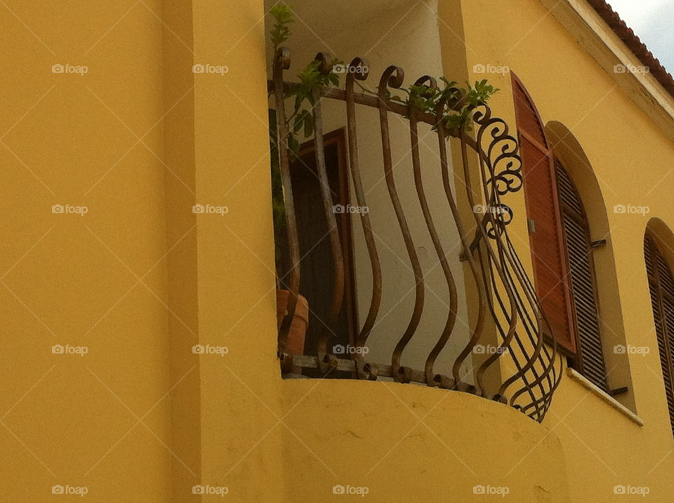 yellow window balcony israel by bventresca