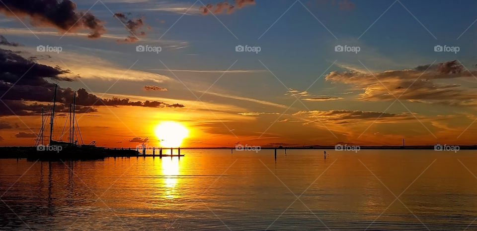 Brighton beach at sunset