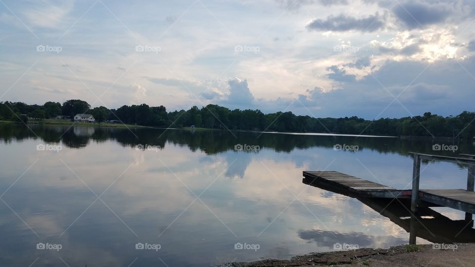 Blue and white sunset