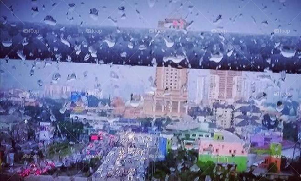 Raining hard - view from flyover