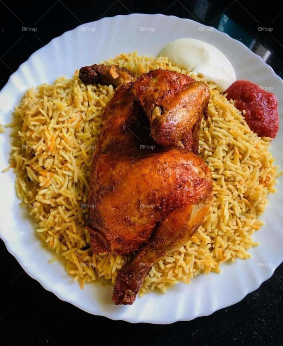 Chicken rice and egg