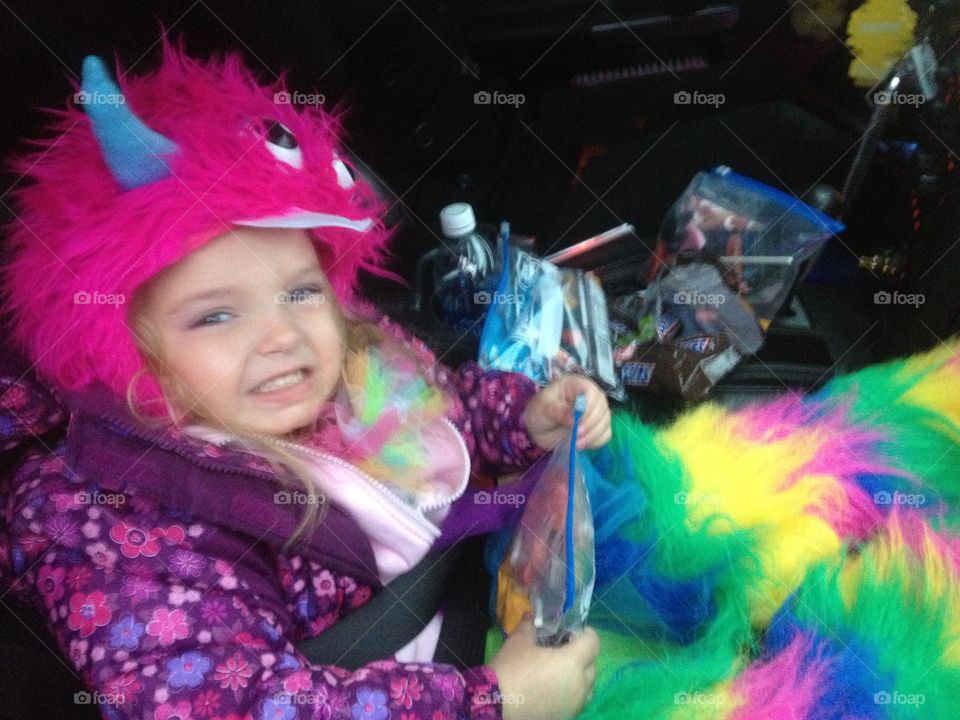 Little girl in fur costume