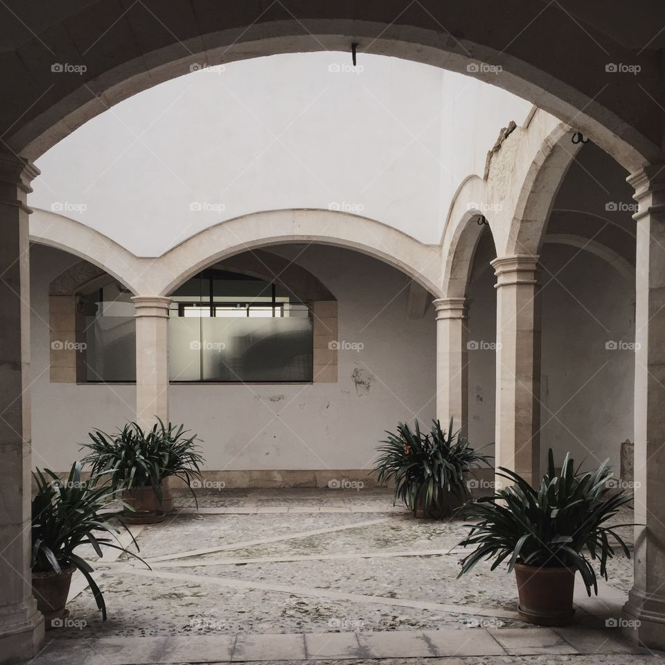 Beautiful patio of antique house 