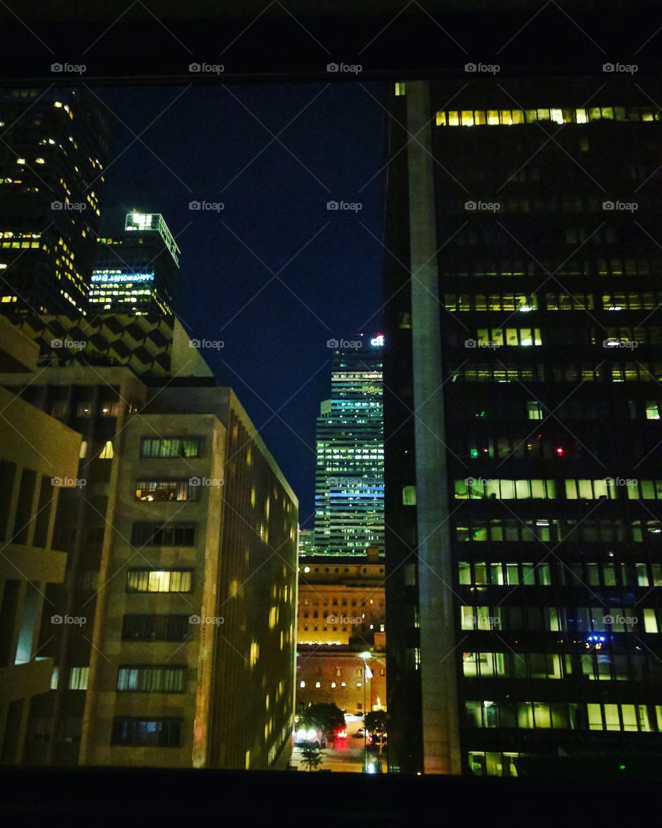 nighttime lights in downtown la
