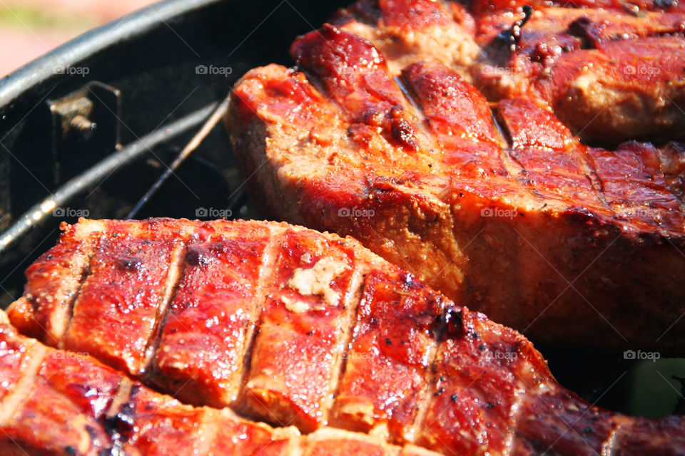 Food ribs on grill