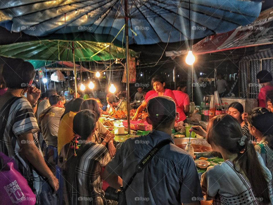 Food street at Sungklaburi, Thailand
