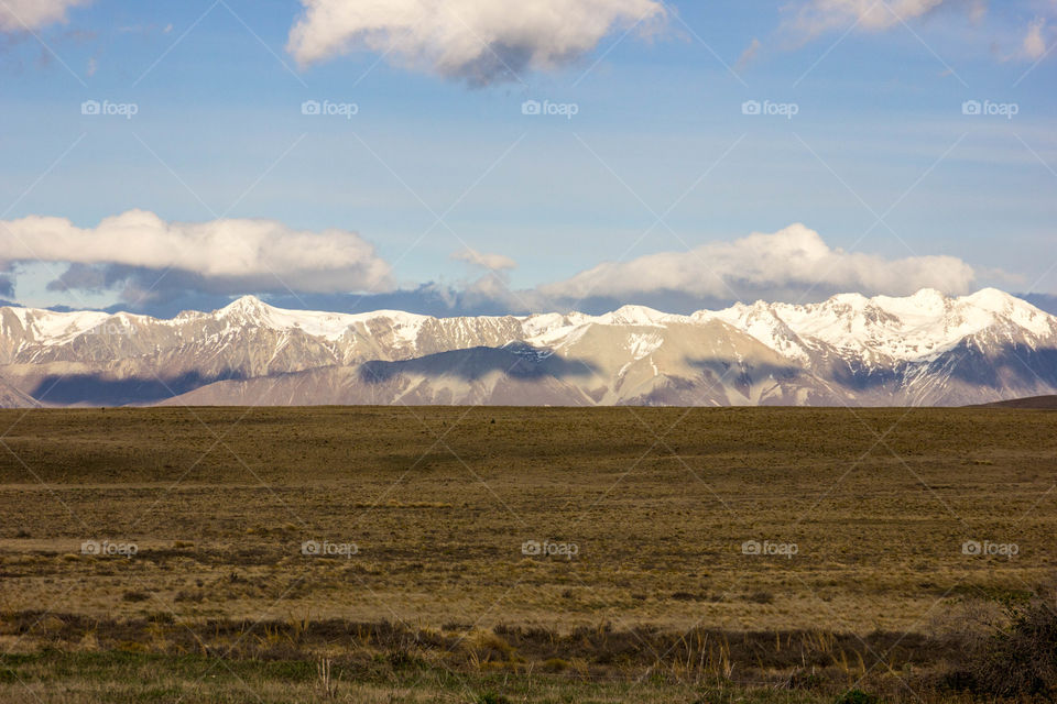 New Zealand - view of a Mountain range with snow